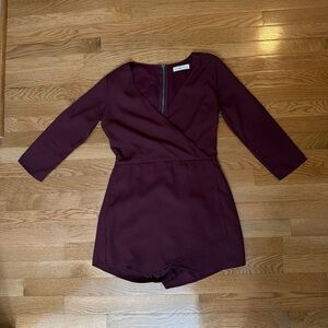 Abercrombie & Fitch Maroon Long Sleeve Romper